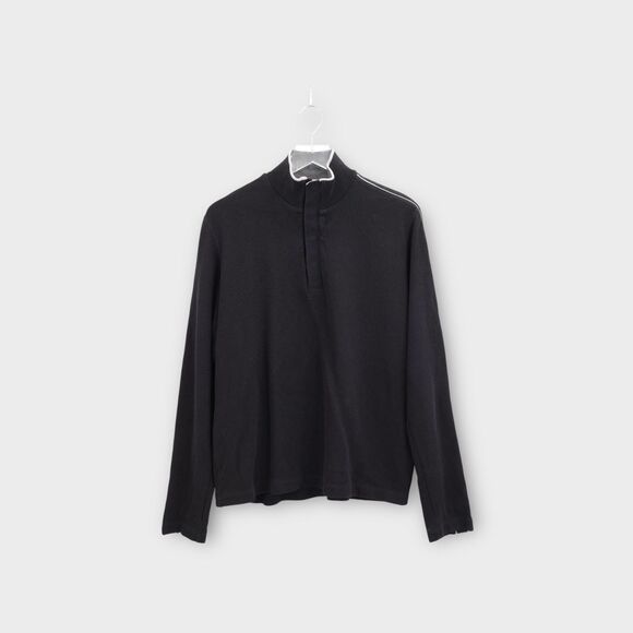 Hugo Boss Men Knit Sweater Snap Button Down Regular Fit Large Black Pullover - Picture 2 of 10